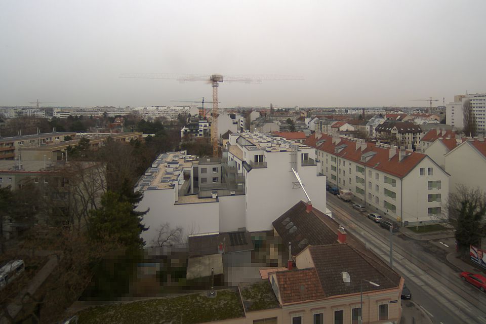 Livebild Baukamera 1 - Webcam 'Gesamtpanorama Westseite' - Baustelle Neubau BV Donaufelder Straße, 1220 Wien (ca. 5 Minuteninterval)